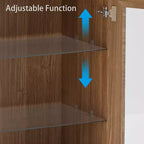 Meuble d'appoint en bois 31x62x16, organisateur de rangement avec étagères réglables et portes vitrées pour cuisine, chambre, entrée, salon, salle à manger