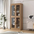 Armoire d'appoint en bois 72x31x16, organisateur de rangement avec étagères réglables et portes vitrées pour cuisine, chambre, entrée, salon/salle à manger