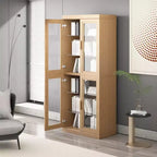 Armoire d'appoint en bois 72x31x16, organisateur de rangement avec étagères réglables et portes vitrées pour cuisine, chambre, entrée, salon/salle à manger