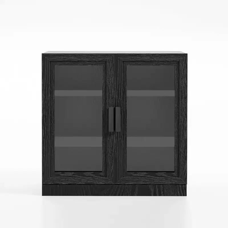Armoire d'appoint en bois 72x31x16, organisateur de rangement avec étagères réglables et portes vitrées pour cuisine, chambre, entrée, salon/salle à manger