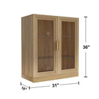 Armoire d'appoint en bois 72x31x16, organisateur de rangement avec étagères réglables et portes vitrées pour cuisine, chambre, entrée, salon/salle à manger