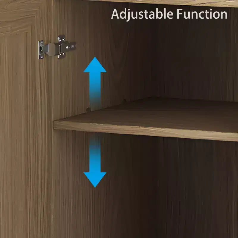 Meuble d'appoint en bois 62x62x16 de couleur naturelle, organiseur de rangement avec étagères réglables pour cuisine, chambre à coucher, entrée, salon, salle à manger