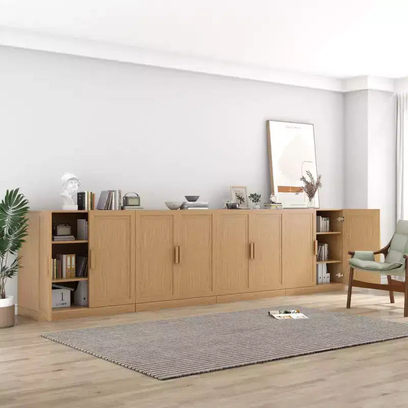Meuble d'appoint en bois 62x62x16 de couleur naturelle, organiseur de rangement avec étagères réglables pour cuisine, chambre à coucher, entrée, salon, salle à manger