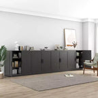 Armoire d'appoint en bois noir 31x124x16, organiseur de rangement avec étagères réglables pour cuisine, chambre, entrée, salon, salle à manger