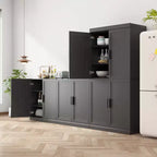 Armoire d'appoint en bois noir 31x124x16, organiseur de rangement avec étagères réglables pour cuisine, chambre, entrée, salon, salle à manger