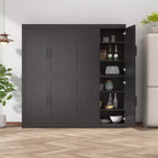 Armoire d'appoint en bois noir 31x124x16, organiseur de rangement avec étagères réglables pour cuisine, chambre, entrée, salon, salle à manger
