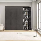 Armoire d'appoint en bois noir 31x124x16, organiseur de rangement avec étagères réglables pour cuisine, chambre, entrée, salon, salle à manger