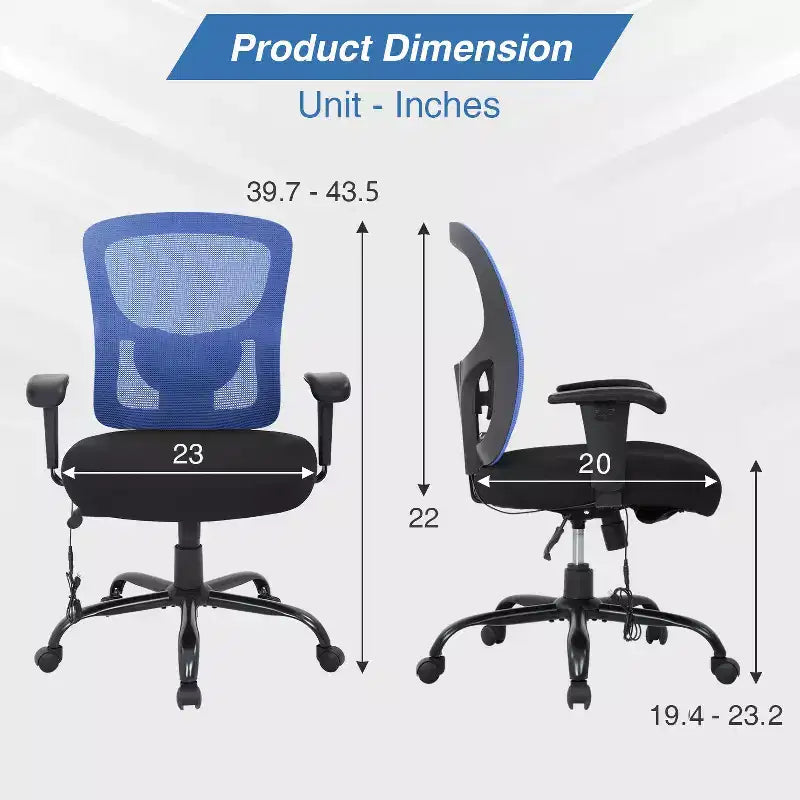 Chaise de bureau ergonomique grande taille 180 kg, chaise de bureau en maille pour personnes fortes
