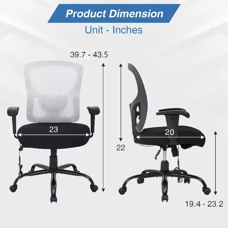 Chaise de bureau ergonomique grande taille 180 kg, chaise de bureau en maille pour personnes fortes
