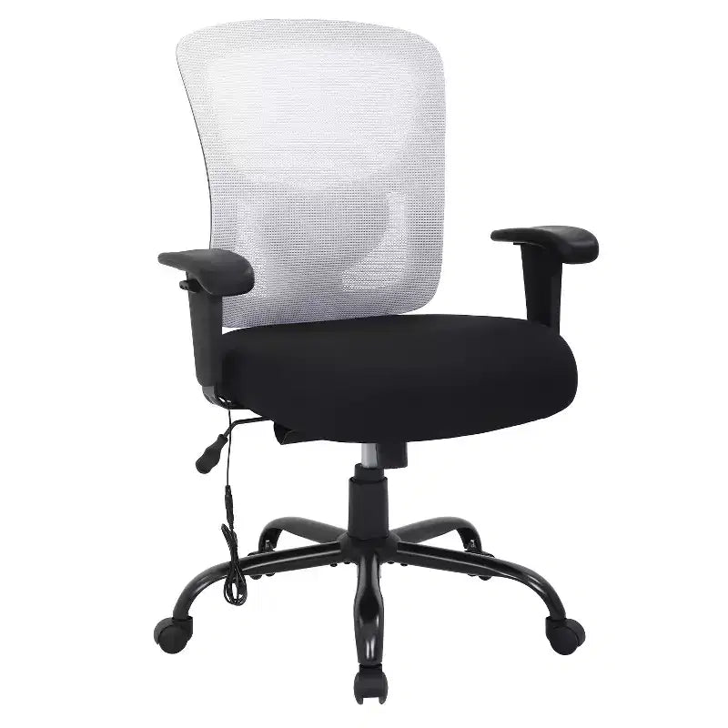 Chaise de bureau ergonomique grande taille 180 kg, chaise de bureau en maille pour personnes fortes