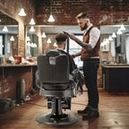 Fauteuil de barbier inclinable ergonomique et hydraulique, équipement de coiffure et spa de beauté noir avec accoudoirs