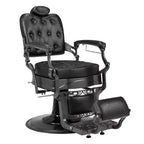 Fauteuil de barbier inclinable ergonomique et hydraulique, équipement de coiffure et spa de beauté noir avec accoudoirs