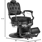 Fauteuil de barbier inclinable ergonomique et hydraulique, équipement de coiffure et spa de beauté noir avec accoudoirs