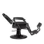 Fauteuil de barbier inclinable ergonomique et hydraulique, équipement de coiffure et spa de beauté noir avec accoudoirs