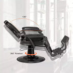 Fauteuil de barbier inclinable ergonomique et hydraulique, équipement de coiffure et spa de beauté noir avec accoudoirs