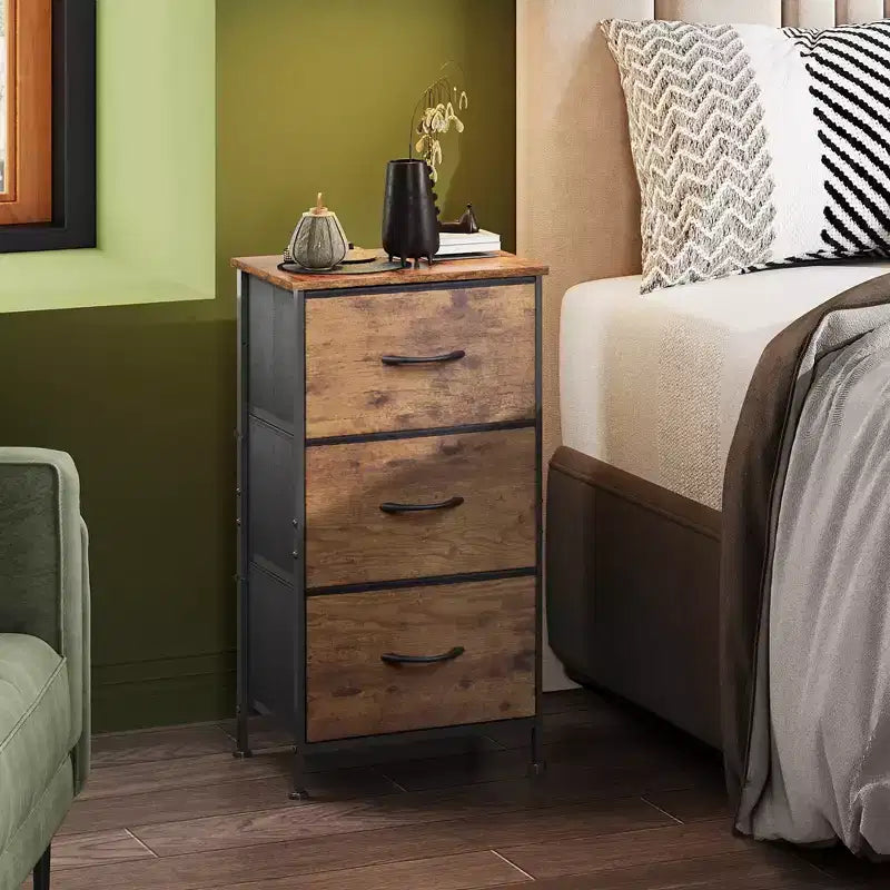 Table de chevet avec 3 tiroirs, commode de rangement en tissu pour chambre à coucher, couloir, entrée, placards