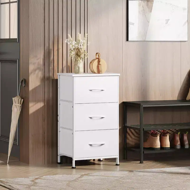 Table de chevet avec 3 tiroirs, commode de rangement en tissu pour chambre à coucher, couloir, entrée, placards