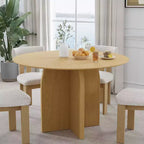 Table à manger ronde en bois massif de 45 po pour 4 personnes, table de cuisine avec pied central