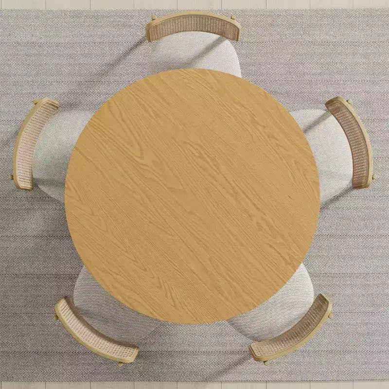 Table à manger ronde en bois massif de 45 po pour 4 personnes, table de cuisine avec pied central
