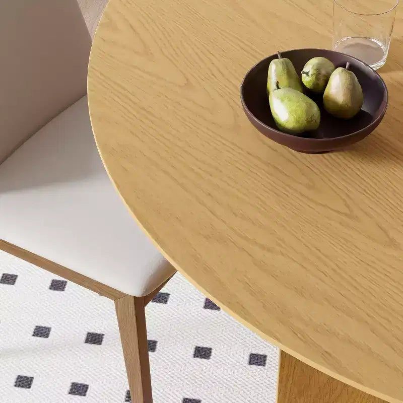 Table à manger ronde en bois massif de 45 po pour 4 personnes, table de cuisine avec pied central