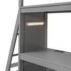 Lit superposé jumeau sur jumeau avec tiroirs, étagères, bureau, lumière LED et ports de chargement