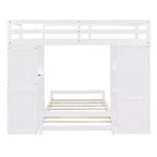 Lit superposé jumeau sur jumeau avec tiroirs, étagères, bureau, lumière LED et ports de chargement