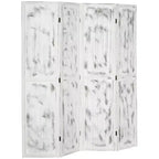 Séparateur de pièce pliable à 4 panneaux, écran d'intimité, design grain de bois blanc 63.25x67x0.75