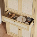 Meuble de rangement en rotin de 183 cm de haut avec tiroir, étagères réglables, style ferme, pour cuisine, salle à manger, salle de bain