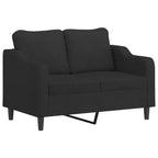 Canapé 2 places moderne, tissu noir et cadre en métal avec rembourrage épais pour salon, salle de séjour, sièges de patio.