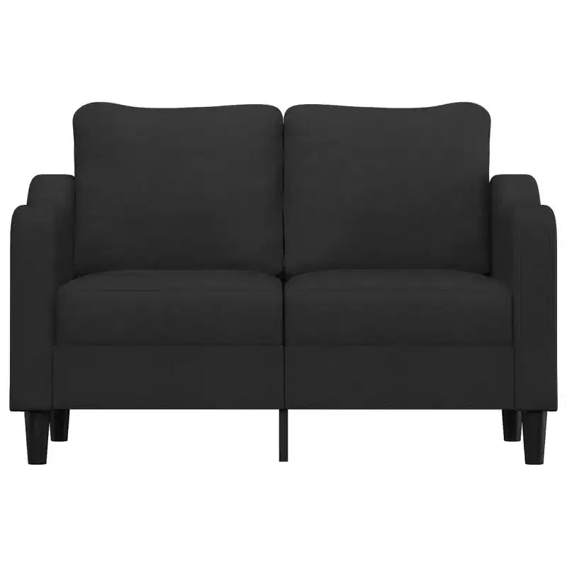 Canapé 2 places moderne, tissu noir et cadre en métal avec rembourrage épais pour salon, salle de séjour, sièges de patio.