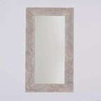 Miroir pleine longueur rectangulaire en bois massif sculpté à la main, style rétro, 72 pouces