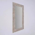 Miroir pleine longueur rectangulaire en bois massif sculpté à la main, style rétro, 72 pouces