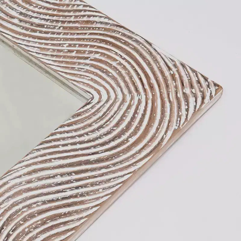 Miroir pleine longueur rectangulaire en bois massif sculpté à la main, style rétro, 72 pouces