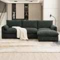 Canapé sectionnel en forme de L de 96,5 pouces avec pouf de rangement, chargeur USB et support de téléphone, revêtement en chenille, canapé 4 places pour salon