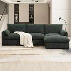 Canapé sectionnel en forme de L de 96,5 pouces avec pouf de rangement, chargeur USB et support de téléphone, revêtement en chenille, canapé 4 places pour salon