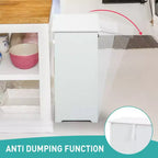 Meuble poubelle basculant 10 gallons, panier à linge, support de poubelle en bois pour cuisine avec porte à angle réglable