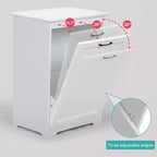 Meuble poubelle basculant 10 gallons, panier à linge, support de poubelle en bois pour cuisine avec porte à angle réglable