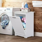 Meuble poubelle basculant 10 gallons, panier à linge, support de poubelle en bois pour cuisine avec porte à angle réglable
