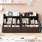 Organisateur de rangement de jouets pour enfants à 3 niveaux, bibliothèque avec 5 compartiments pour chambre à coucher, salle de jeux ou salle de classe, marron