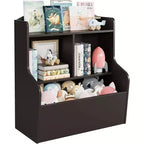 Organisateur de rangement de jouets pour enfants à 3 niveaux, bibliothèque avec 5 compartiments pour chambre à coucher, salle de jeux ou salle de classe, marron