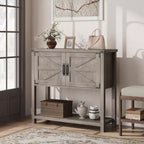 Console d'entrée avec rangement, meuble bar à café en bois, buffet étroit, table de hall pour couloir d'entrée