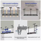 Support de rangement pour garage en hauteur, étagères de plafond en acier capacité, réglable en hauteur 55,8-101,6 cm, gain de place pour grenier, sous-sol, abri de jardin (4/6 poteaux)