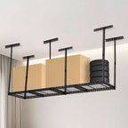 Support de rangement pour garage en hauteur, étagères de plafond en acier capacité, réglable en hauteur 55,8-101,6 cm, gain de place pour grenier, sous-sol, abri de jardin (4/6 poteaux)