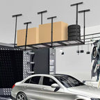 Support de rangement pour garage en hauteur, étagères de plafond en acier capacité, réglable en hauteur 55,8-101,6 cm, gain de place pour grenier, sous-sol, abri de jardin (4/6 poteaux)