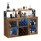 Meuble Bar à Vins avec Porte-Bouteilles, Meuble Bar à Café Moderne avec Étagère de Rangement, Meuble Bar à Spiritueux, Buffet de Rangement pour Cuisine