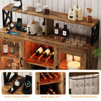 Meuble Bar à Vins avec Porte-Bouteilles, Meuble Bar à Café Moderne avec Étagère de Rangement, Meuble Bar à Spiritueux, Buffet de Rangement pour Cuisine