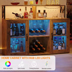 Meuble Bar à Vins avec Porte-Bouteilles, Meuble Bar à Café Moderne avec Étagère de Rangement, Meuble Bar à Spiritueux, Buffet de Rangement pour Cuisine