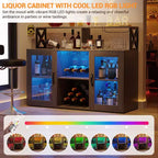 Meuble Bar à Vins avec Porte-Bouteilles, Meuble Bar à Café Moderne avec Étagère de Rangement, Meuble Bar à Spiritueux, Buffet de Rangement pour Cuisine