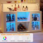 Meuble Bar à Vins avec Porte-Bouteilles, Meuble Bar à Café Moderne avec Étagère de Rangement, Meuble Bar à Spiritueux, Buffet de Rangement pour Cuisine