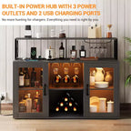 Meuble Bar à Vins avec Porte-Bouteilles, Meuble Bar à Café Moderne avec Étagère de Rangement, Meuble Bar à Spiritueux, Buffet de Rangement pour Cuisine